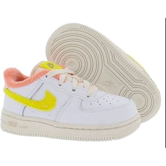 NIKE Air Force 1 LV8 "White Yellow/Strike Phantom" Sneakers Infant Size 7C - Picture 1 of 7